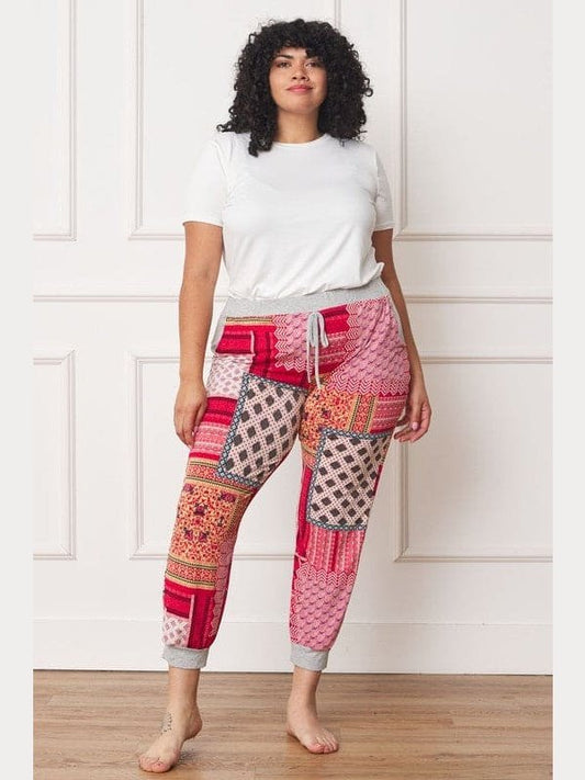 Plus Quilted Print Joggers